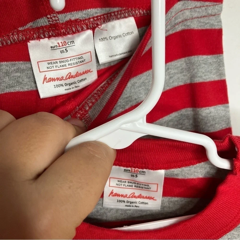 Hanna Andersson red & gray striped pajamas size‎ 5